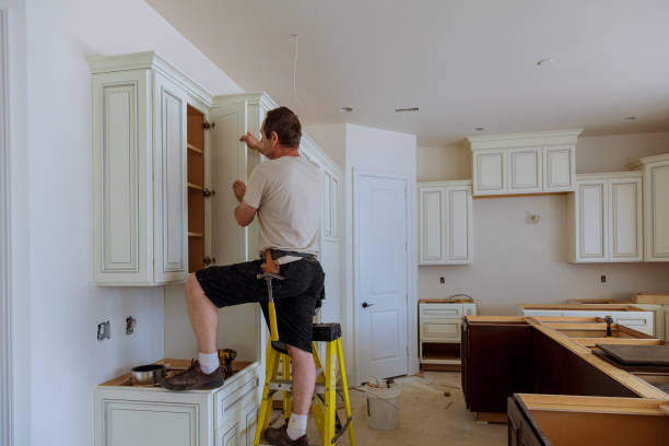 Kitchen island installation in Beachwood by JMT Kitchen Cabinet